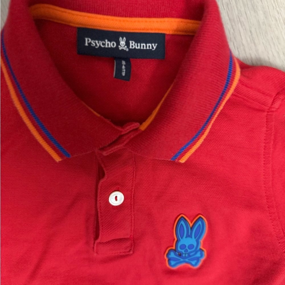Psycho Bunny Vibrant Red Polo with Blue Logo